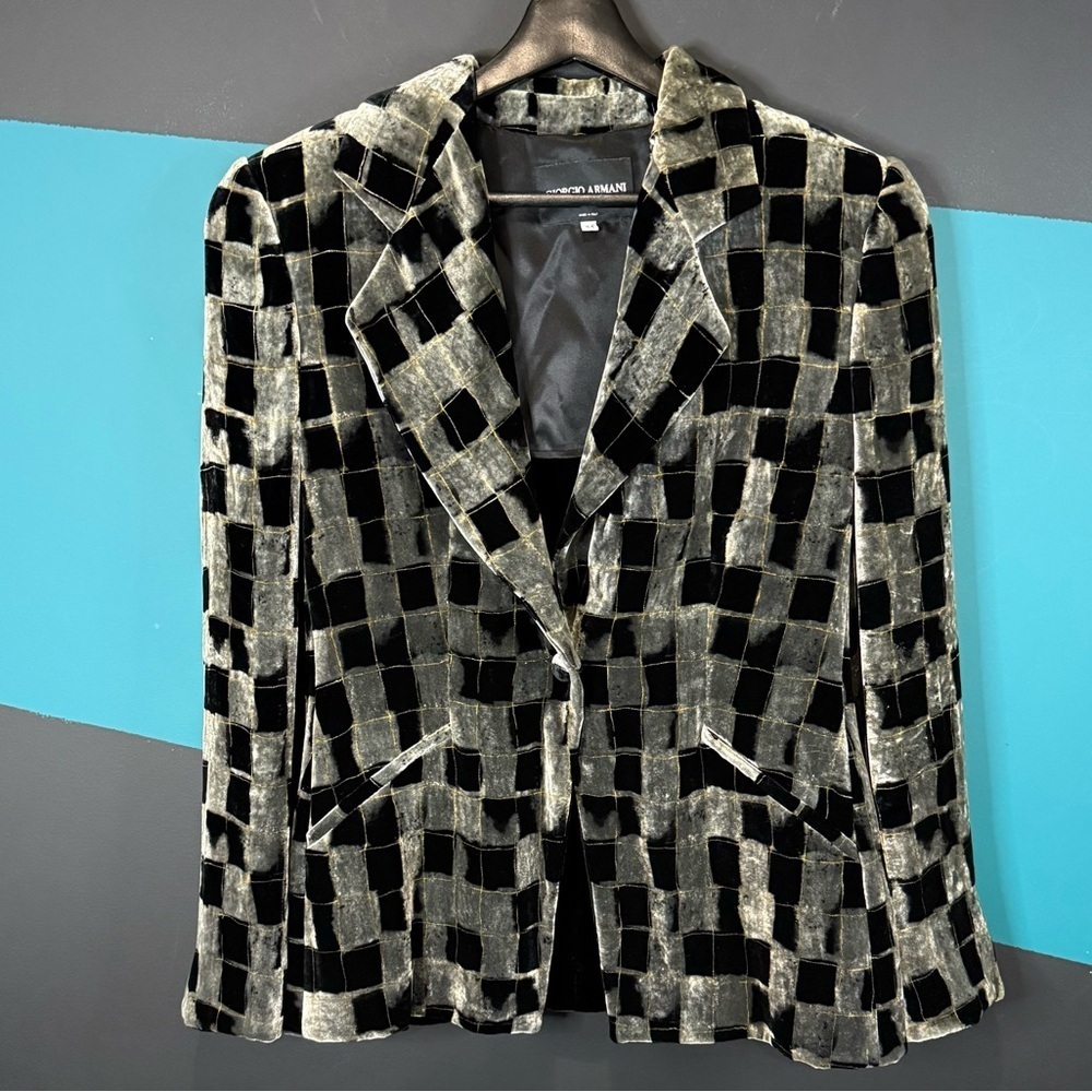 Giorgio Armani Silk-Blend Velvet Burnout Blazer Size IT 44 Made in Italy